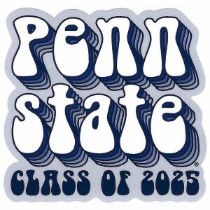 vinyl decal Penn State Class of 2025 70s bubble text